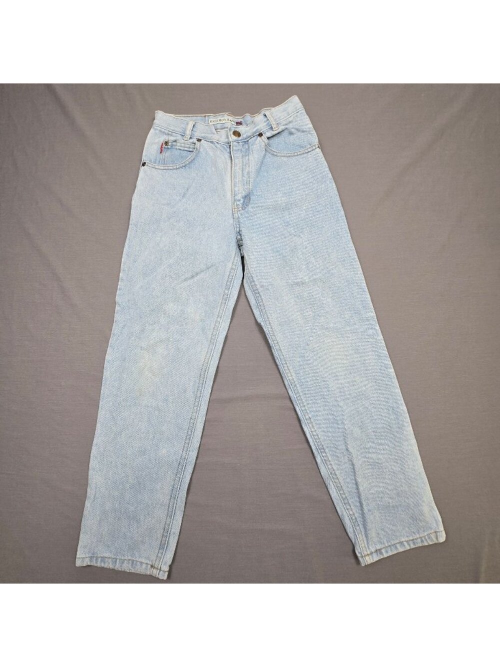 Vintage Bugle Boy 750 12R Boys Jeans Light Wash High Waist Tapered Leg Denim